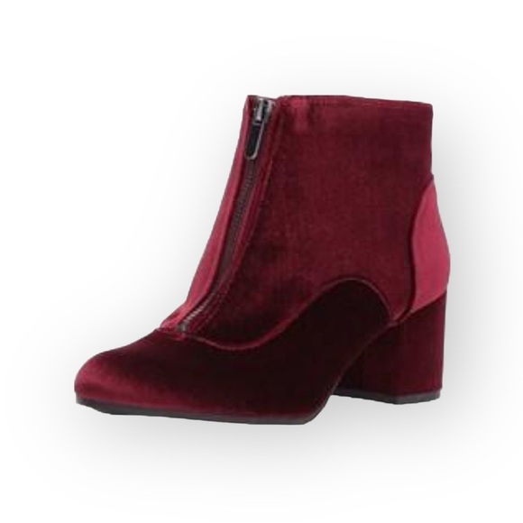 new Circus Sam Edelman ❁ Vanessa Zipper Velvet Ankle Boots Booties ❁ Burgundy - Picture 14 of 16